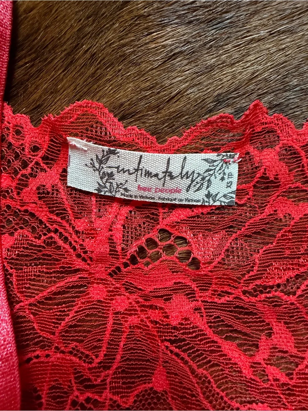 Free People Red Lace Camisole Tank with Spaghetti Straps